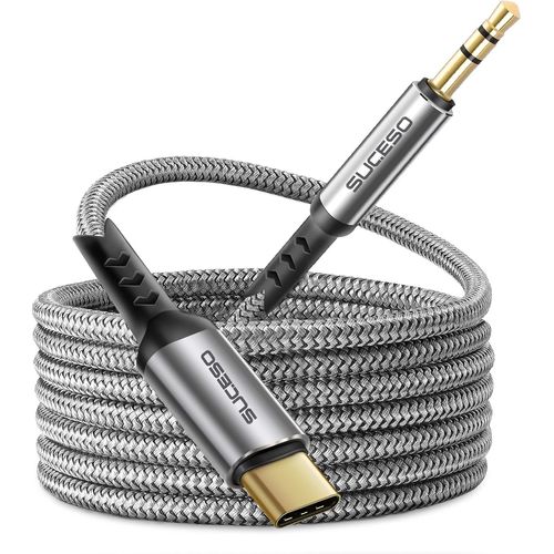 Câble USB C vers 3,5mm Aux Jack Câble Type C 3.5mm Mâle Adaptateur Jack Stéréo Voiture Compatible avec Samsung S23 S22 Plus S21 Ultra S20 FE Note 20, iPad Pro, Huawei P40 P30 P20, OnePlus - 2M