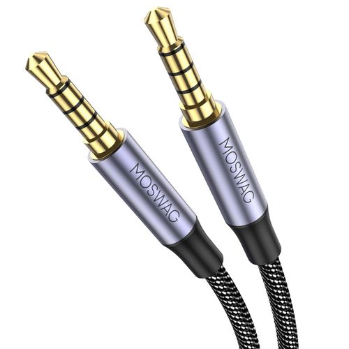 Câble audio 3,5 mm Câble audio 2m mâle à mâle Câble auxiliaire stéréo 4 broches Câble auxiliaire Câble auxiliaire pour casque, PS4, smartphone, tablette, casque, PC, ordinateur portable et plus