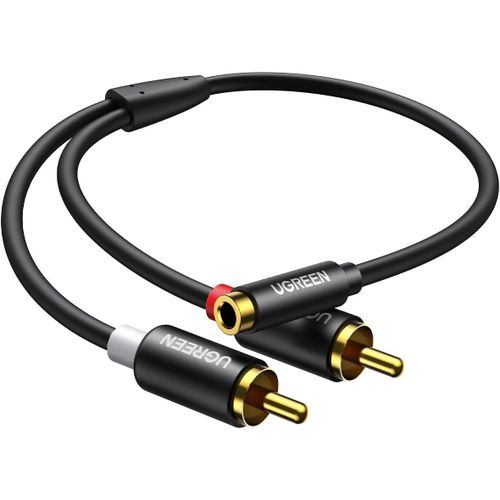 Câble RCA Jack 3.5mm Femelle vers 2 RCA Mâles Version Améliorée Adaptateur Jack RCA Stéréo Compatible avec Téléphone TV PC Tablette Ampli Chaîne HiFi Barre de Son Home Cinéma Enceinte 25 CM