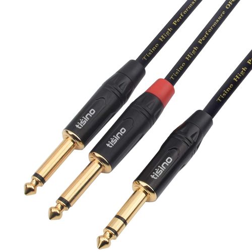 Câble Audio Jack 6,35 mm vers 2 x 6.35mm TS Mono Y Splitter insérer Audio Câble pour Haut-parleurs, Amplificateurs, Table de Mixage, Cinéma Maison etc. - 2M