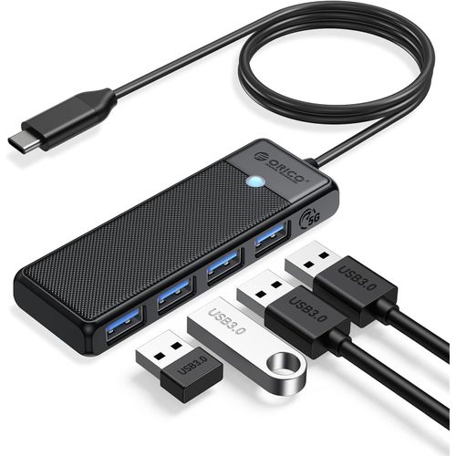 Adaptateur USB C, 4 Ports Hub USB 3.0 Hub USB C pour Laptop,Surface Pro, XPS, Clés USB, disques durs externes, 1m Noir
