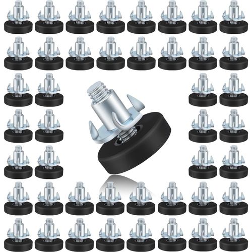 50pcs 6,35mm Niveleurs De Meubles Réglables, Pieds De Nivellement Meuble À Visser Pied De Chaise À Visser Avec 50pcs Écrous En T, Pieds De Nivellement Pour Meubles Placard (M6)