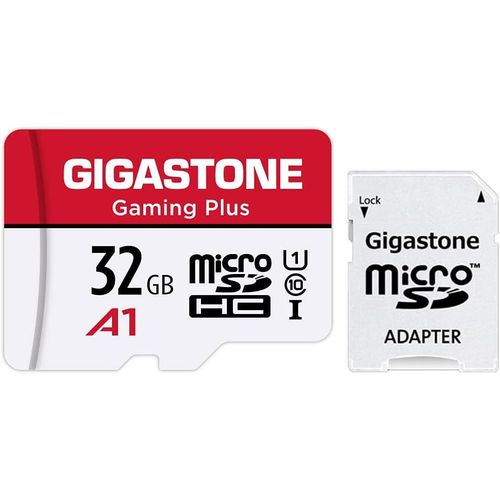 Carte Mémoire 32 Go, Gaming Plus Série, Vitesse de lecture allant jusqu'à 90 Mo/s. idéal pour Full HD Vidéo Nintendo Switch Gopro, A1 U1 C10 Carte Micro SDHC avec Mini étui et Adaptateur SD