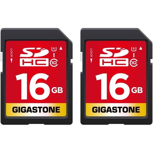 16 Go SDHC Carte Mémoire, Lot de 2 Cartes, Prime Série, Vitesse de Transfert allant jusqu'à 80 Mo/s. pour Photos, vidéos, Musique, fichiers, Caméscope, Caméra, PC, Classe 10 U1 UHS-I