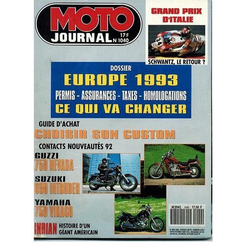 Moto Journal  N° 1040 : Europe 1993 - Ce Qui Va Changer