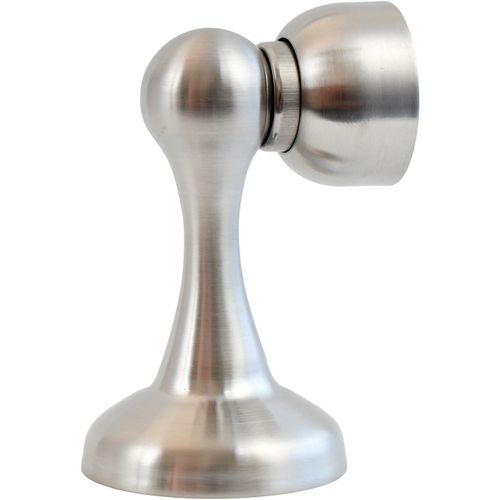 Butoir de porte magnétique MS011 en aspect acier inoxydable - Butée de porte avec matériel de fixation au sol et au mur - Bloc Porte aimanté - 4,9 x 5,8 x 8,3 cm