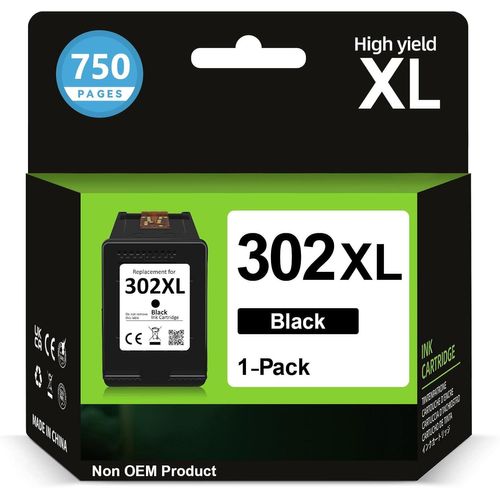 Cartouche 302 XL Noir, 302XL Remplacement pour Cartouche d'encre HP 302, Cartouche Imprimante 302 XL pour OfficeJet 3831 5232 4650 4658 5230 DeskJet 3630 3636 3639 Envy 4524 4527