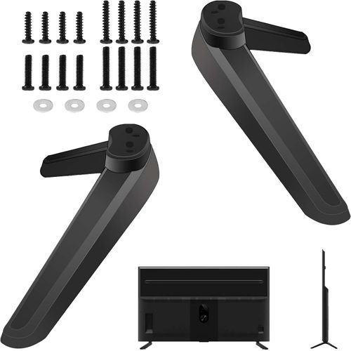 Support TV Universel Remplacement de Base de Meuble TV Pieds de Meuble TV avec Vis pour la Plupart des Téléviseurs LED, Noirs