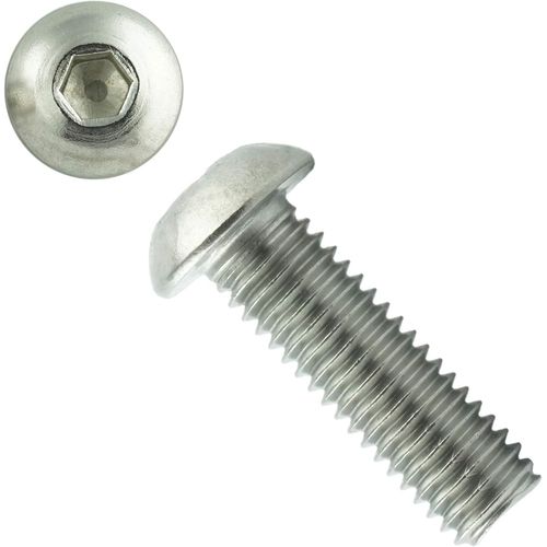 Vis à tête bombée M4 x 8 mm avec six pans creux (100 pièces) ¿ Vis à tête bombée avec tête plate ISO 7380 ¿ Vis filetées ¿ Acier inoxydable A2 V2A, inoxydable