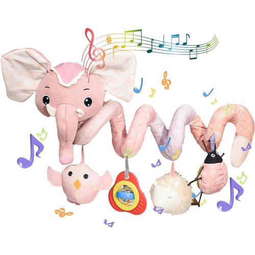 Spirale d'activité Bébé, Spirale Poussette Bebe, Peluche Jouets pour Poussettes, Jouet Eveil Bebe 0-3 Mois, Cadeau Jouets de Landau pour Nouveau 6 9 12+ Mois (2. Pink)