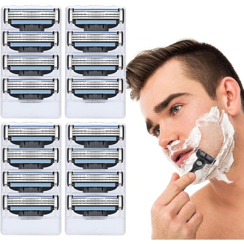 16 Lames De Rasoir Mach 3 Pour Homme, Recharges De Lames De Rasoir Pour Homme, Barber Barbe Rasoir Lame, 3 Lames De Rasoir, Compatibles Avec Rasoir Mach 3 