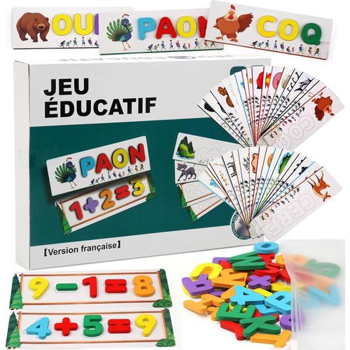 Jeu Éducatif d'Orthographe Française Fille Garçon 3 Ans Jouets Puzzle Alphabet en Bois Enfant Jouet Montessori Jeux Lettre Scrabble Apprendre a Lire Cadeau Enfant 4 5 6 7 8 Ans
