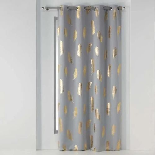 Rideau - Douceur D'interieur - Swany - Occultant - Imprimé Métallisé - Gris/Or - 135 X 240 Cm