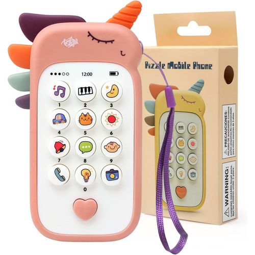 Jouets Musical d'apprentissage Précoce de Téléphone de Simulation de Bébé/Enfant 1 an, 6,9,12 Mois, Jeux Educatif Cadeau Fille pour Plus de 6 Mois(Rose)