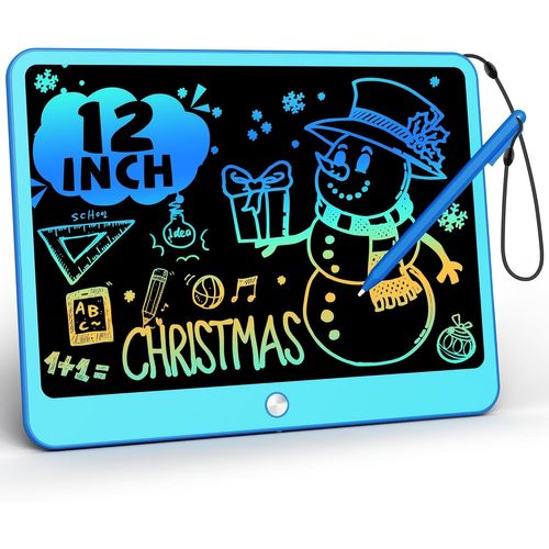 12 Pouces Tableau d'écriture LCD Enfants Jouets Educatif, Tablette Dessin Enfants Ardoise Magiqu Coloré, Cadeaux D'Anniversaire Noël Pour Les Filles Et Garçons de 3 4 5 6 7 Ans (Bleu)