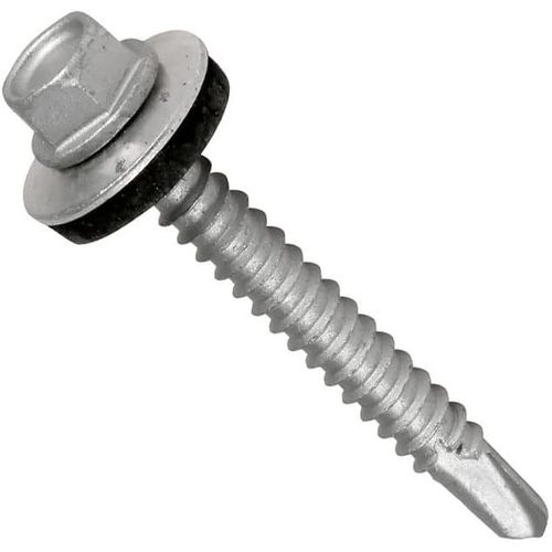 8 mm x 70 mm Vis de toiture, vis de toit autoperceuses à tête hexagonale avec rondelle d'étanchéité en caoutchouc, preuve de rouille, résistant aux intempéries, plaqué zinc, vis de revêtement(50 pcs)