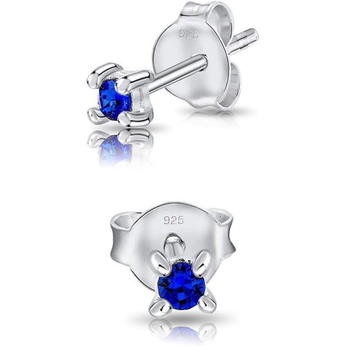 Mini Boucles D'oreilles/Clous En Argent Fin 925 Et Cristaux De Swarovski® Elements Ronds - Diamètre: 2 Mm - Choix De Différentes Couleurs