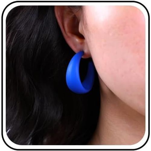 Boucles D'oreilles Créoles Épaisses En Acrylique En Forme De C Grandes Boucles D'oreilles En Résine Bleue Créoles Ouvertes Mignonnes Boucles D'oreilles Créoles En Bonbons Bijoux Pour Femmes
