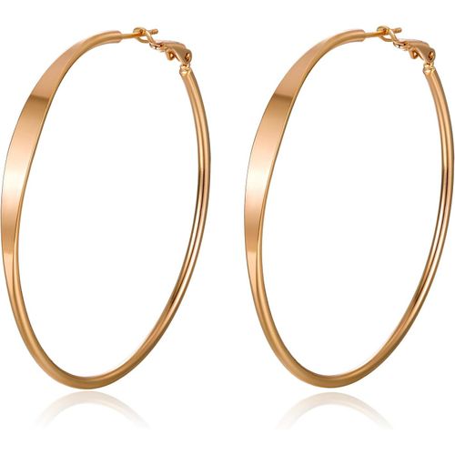 Boucles D'oreilles Créoles Or Rose Acier Inoxydable Argent Femme 50mm Plaquées Or 18k Légères Hypoallergéniques Bijoux Fashion Tendance Cadeau
