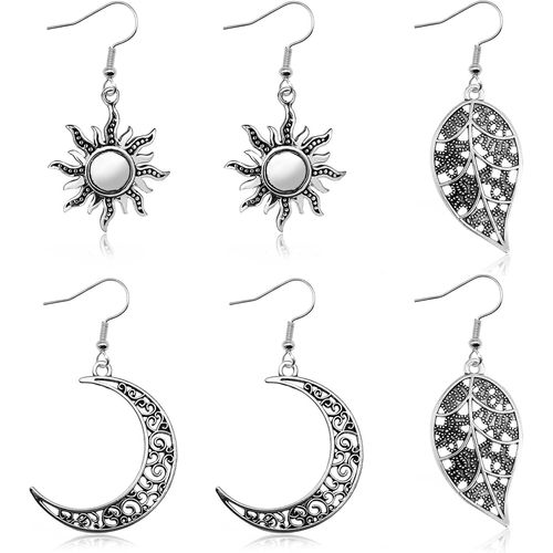 Boucles D'oreilles Mandala Pendantes, 3 Paires Boucles D'oreilles Gitanes, Boucles D'oreilles Tribal Vintage, Boucles D'oreilles Bohème Pour Femmes Et Filles