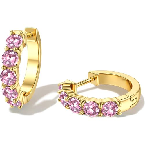 Créoles Boucles D'oreilles Or Pour Femmes, Huggie Boucles D'oreilles Plaqué Or 14 Carats Avec Zirconium, Hypoallergénique Grandes Créoles 925 Argent Sterling, Cadeau Bijoux Tendance