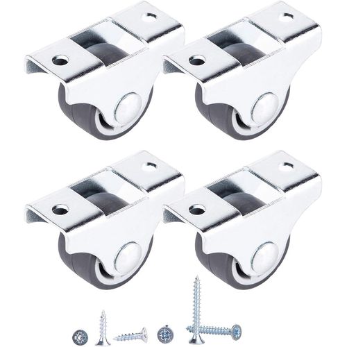 Lot de 4 petites roulettes en caoutchouc de 25 mm avec plaques de montage et vis incluses
