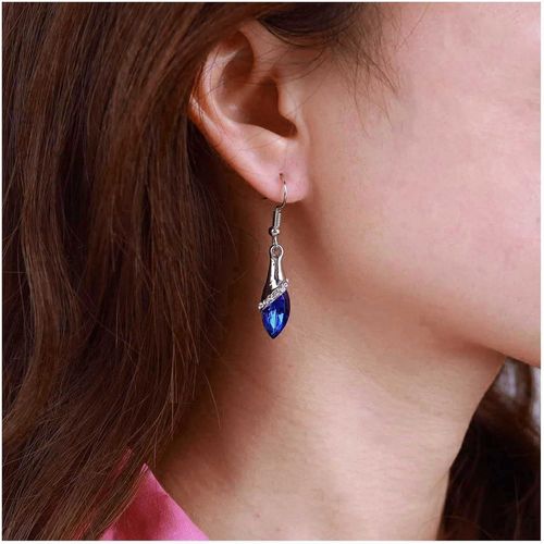 Boucles D'oreilles Pendantes Saphir Bleu Boucles D'oreilles Cristal Larme Bleu Boucles D'oreilles Cristal Saphir Boucles D'oreilles Crochet Topaze Argent Boucles D'oreilles Pour Femmes Et
