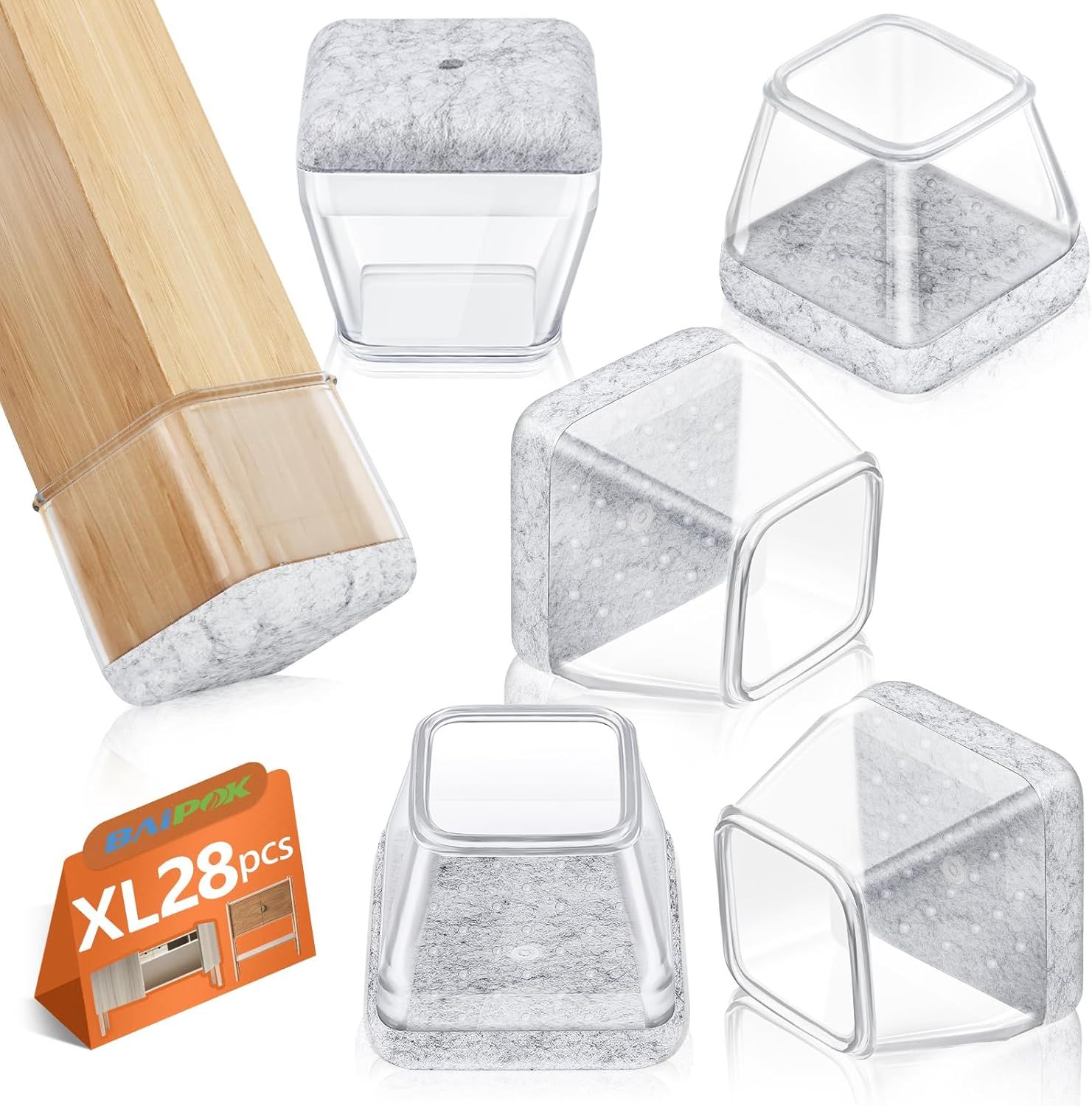 28 Pièces Protection Pied De Chaise, Patin De Chaise Protections Tampon De Sol, Protections De Sol En Silicone Transparent, Réduire Les Rayures (41-50mm)