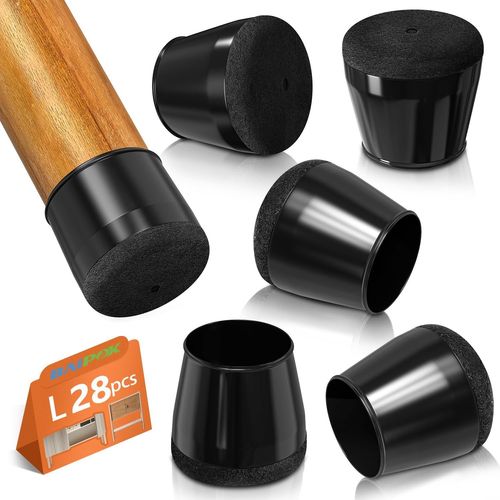 Protection Pied De Chaise En Silicone, 28 Pièces Patins Pour Chaises En Silicone Avec Feutre Épaissi, Protections De Sol En Silicone, Réduire Les Rayures (28-38mm)