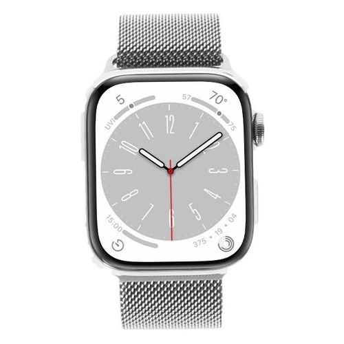 Apple Watch Series 8 Gps + Cellular 45mm Acier Inoxydable Argent Bracelet Milanais Argent