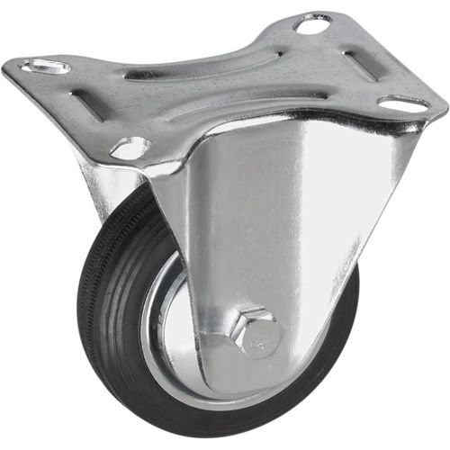 Roulette fixe Ø 80 mm - Plaque 104 x 80 mm - Roue en caoutchouc plein - Surface de roulement souple - Roulement à rouleaux - Charge maximale 50 kg/Roulette de transport/Roulette