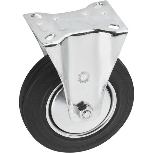 Roulette fixe Ø 125 mm - Plaque 104 x 80 mm - Roue en caoutchouc plein - Surface de roulement souple - Roulement à rouleaux - Charge maximale 100 kg/Roulette de transport/Roulette