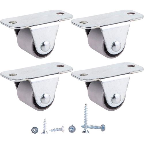 (Pack de 4 articles) roulettes en caoutchouc 22 mm avec plaque en métal pour meubles et équipements
