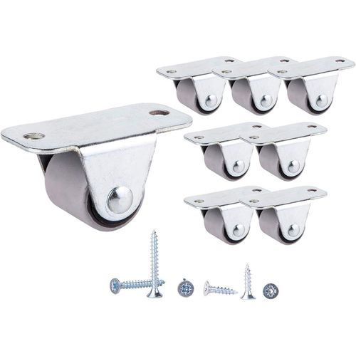 (Pack de 8 articles) roulettes en caoutchouc 22 mm avec plaque en métal pour meubles et équipements