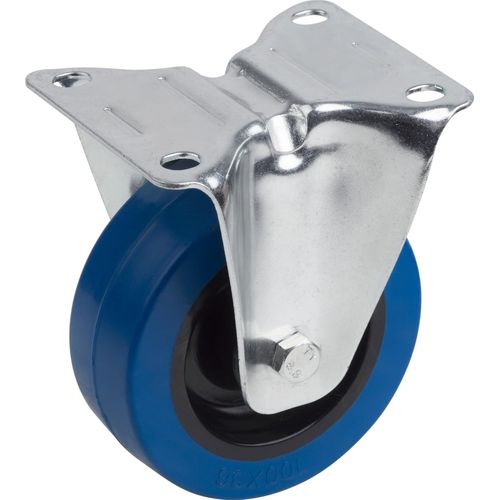 Roulette fixe 105 x 80 mm Plaque caoutchouc plein élastique de roues doux chappe rôle Roulement | Transport rôle | Meubles rôle | Poids Lourds rôle, 802620