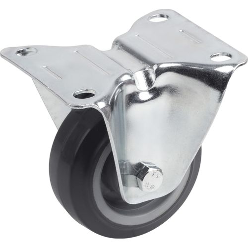 Roulette fixe 105 x 80 mm Plaque caoutchouc plein élastique de roues doux chappe rôle Roulement | Transport rôle | Meubles rôle | Poids Lourds rôle, 803400
