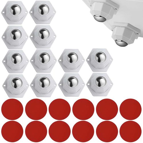 Lot De 12 Petites Rouleaux De Meubles Portant 200 Kg (Blanc)