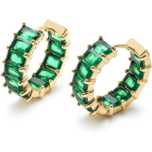 Boucles D'oreilles Créoles En Zircon Cubique Pour Femme, Boucles D'oreilles Cercle Multcolors Plaqué Or 18k Bijoux De Fête D'anniversaire