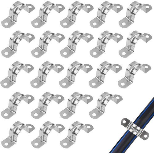 100 Pièces Clips de Tuyau en Acier inoxydable, U-Tube Pince,U Selle Carte Tuyau Attache,Colliers de Serrage pour Conduite D'eau/Tuyau de Gaz/Tuyau en Acier/Accessoires de Support