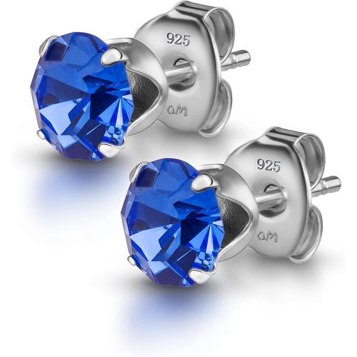 Boucles D'oreilles Lumini Crystal Collection Bleue En Argent Sterling 925 Pour Femme