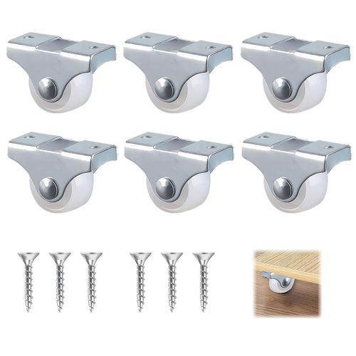 8Pcs Mini Roulettes Fixes de 25 mm en Caoutchouc Souple pour Meubles, Charge Robuste jusqu'à 40kg, Avec Plaque de Montage en Métal et 16 Vis, Idéal pour Mobilité et Stabilité Argentées