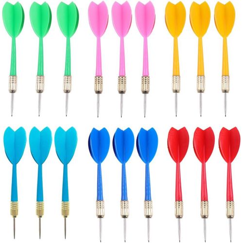 18 Pièces Flechettes Pointes Acier,Flechette Pointe Acier,Flechette Pointe Plastique,Fléchettes en Acier, Queue De Flèche en Plastique,fléchettes Pointe Acier,flechette Acier(6 Couleur)
