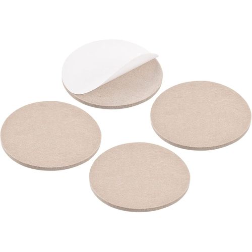 Rond Feutre Meuble Tampons (100mm/3.94"") 4pcs, Auto-Adhésif Sol Protecteurs - Pour Maison Armoire Armoire Lit Pieds, Beige