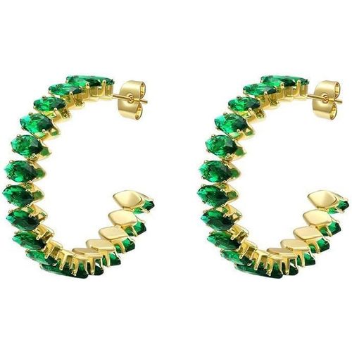 Boucles D'oreilles Femme 925 Argent Hypoallergénique Or Huggie Boucle D'oreille Avec Pierres D'oxyde De Zirconium Semi Rondes Accessoires