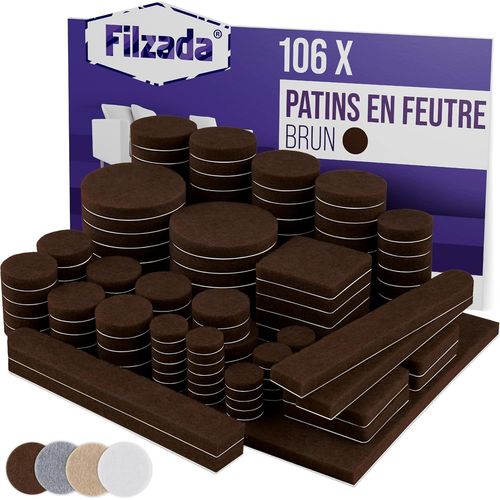 106 Pièces Patins Pour Meubles Auto-Adhésifs - Marron - Patin Chaise En Feutre, 3,5mm D'épaisseur Patins Feutre Pour Meubles, Carrés Et Ronds