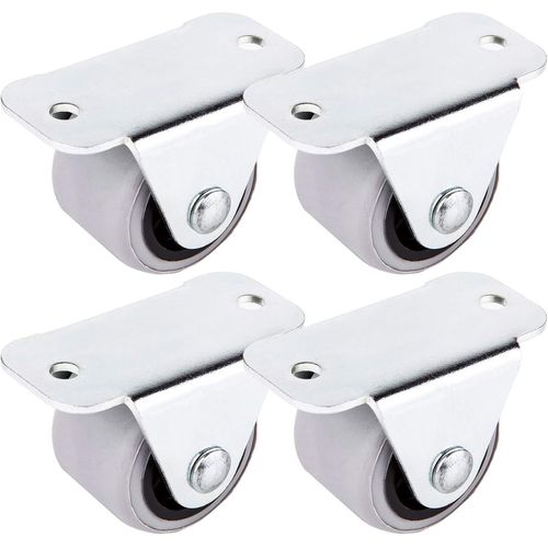 (Lot de 4) Roue en caoutchouc de 30 mm Roulettes en métal avec plaque souple non pivotante et non plastique Meubles Appliance & équipement Petits mini-roulettes (4)