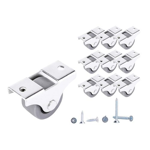 Lot de mini roulettes en caoutchouc souple avec plaque en métal et vis pour meubles - 30 mm