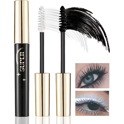 Mascara Volume Et Longueur- 2colors Noir Blanc Mascara Extension De Cils Effet Volume, Waterproof Et Longue Tenue,Not Blooming Eye Lashes Mascara Thick Curling Mascara Pour Femmes-01+14 