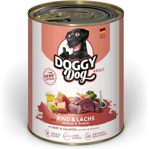 Paté Boeuf & Saumon 6 X 800 G Nourriture Humide Pour Chien Nourriture Pour Chien Sans Céréales Avec Huile De Saumon Et Moule À Lèvres Vertes, Aliment Complet Avec Carotte Et Brocoli,