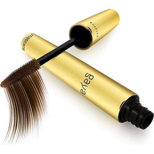 Mascara Vegan Professionnel Brosse Silicone - Volume Longueur Rehaussement Long Cil - Mascara Ricil Yeux Sensibles A Huile De Ricin (Marron) 